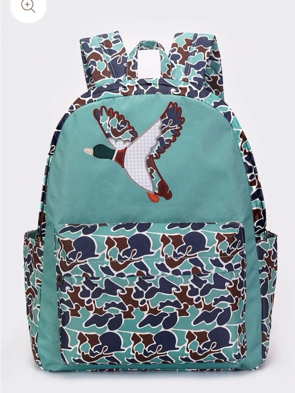Kids Duck Print Backpack - Teal Camo